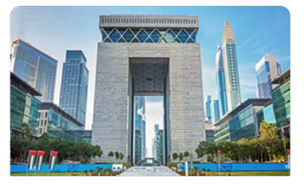 Dubai financial district and modern buildings