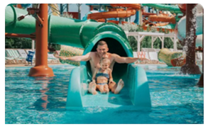 Family enjoying a water park attraction