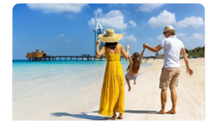Family enjoying a beach destination in Dubai
